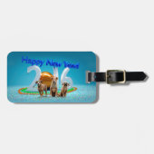 2016年おめでとう可愛い3匹の犬 ラゲッジタグ (正面横)