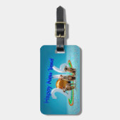 2016年おめでとう可愛い3匹の犬 ラゲッジタグ (正面縦)