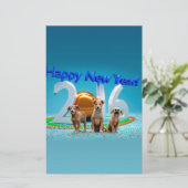 2016年おめでとう可愛い3匹の犬 便箋 (スタンド正面)