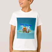 2016年おめでとう可愛い3匹の犬 Tシャツ (正面)