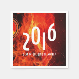 2016年おめでとう赤い火の猿 スタンダードカクテルナプキン