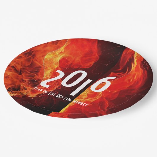 2016年おめでとう赤い火の猿 ペーパープレート (アングル)