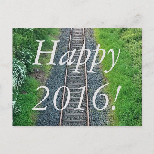 2016年おめでとう!自然の中の鉄道トレイントラック ポストカード (正面)