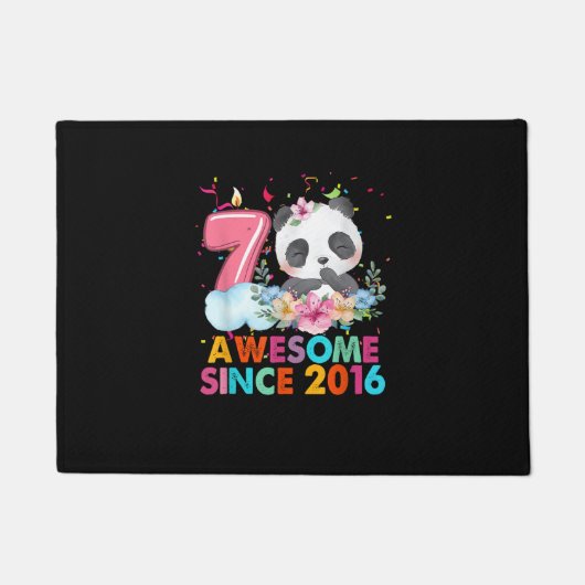 2016年から素晴らし7歳パンダ7誕生日B ドアマット (正面)