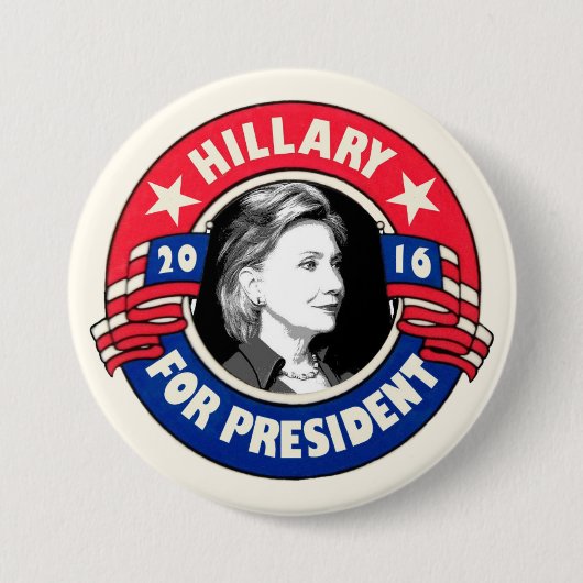 2016年にヒラリー・クリントンの大統領 缶バッジ (正面)