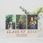 2016年のかわいいクラス3枚の写真卒業パーティー 招待状 (スタンド正面)