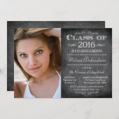 2016年のカルボード写真卒業パーティーのクラス 招待状 (正面/裏面)