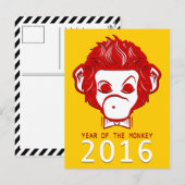 2016年のサル(蝶ネクタイ) シーズンポストカード (正面/裏面)