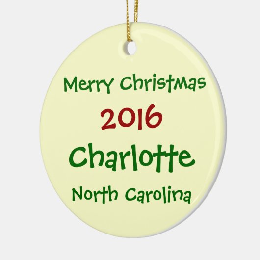2016年のシャーロットノースカロライナのクリスマスのオーナメント セラミックオーナメント (左)