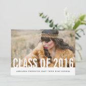 2016年のシンプルでカジュアルな上品の卒業生の写真のクラス 招待状 (スタンド正面)