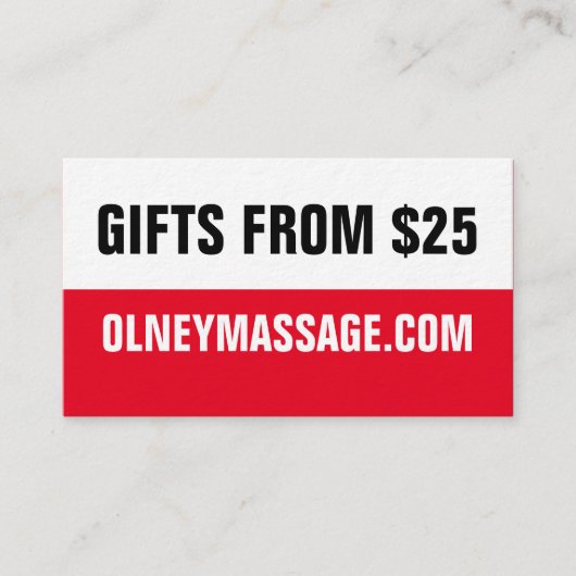 2016年のシンプルで赤いスパカード 名刺 (正面)