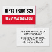 2016年のシンプルで赤いスパカード 名刺 (正面/裏面)