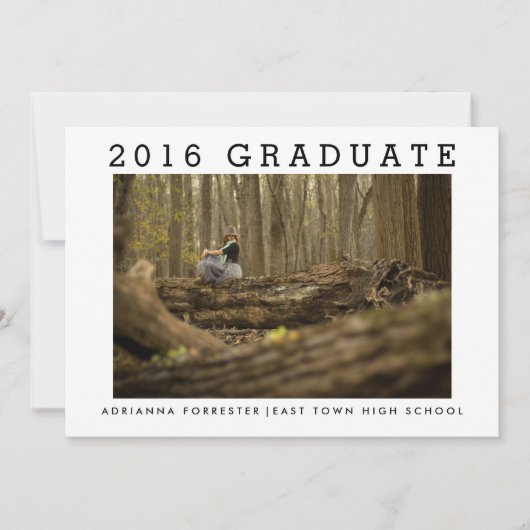 2016年のシンプルミニマリスト大学院写真 招待状 (正面)