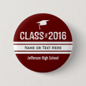 2016年のスポーティな準備のストライプの卒業の帽子のクラス 缶バッジ (正面)