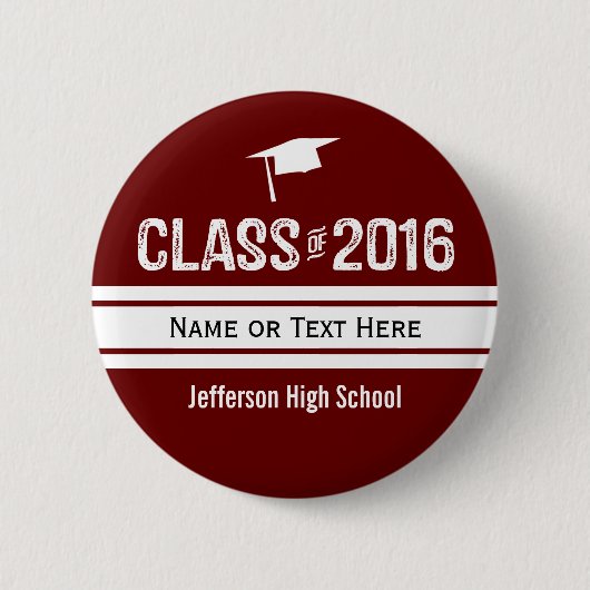 2016年のスポーティな準備のストライプの卒業の帽子のクラス 缶バッジ (正面)