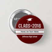 2016年のスポーティな準備のストライプの卒業の帽子のクラス 缶バッジ (正面&裏面)