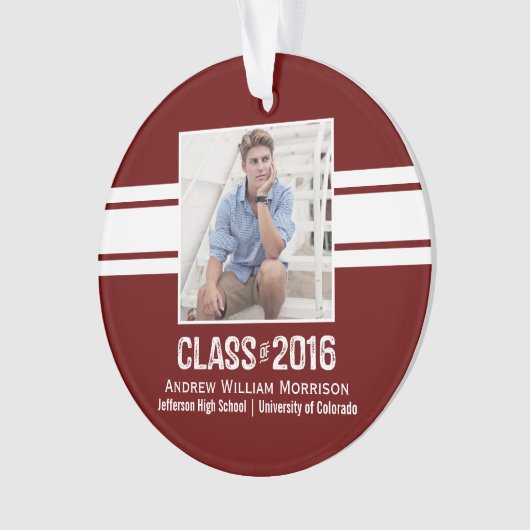 2016年のスポーティな準備の卒業の写真のクラス オーナメント (正面)