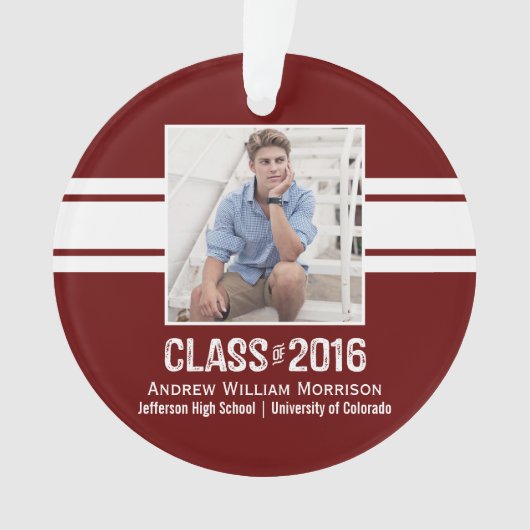 2016年のスポーティな準備の卒業の写真のクラス オーナメント (正面)