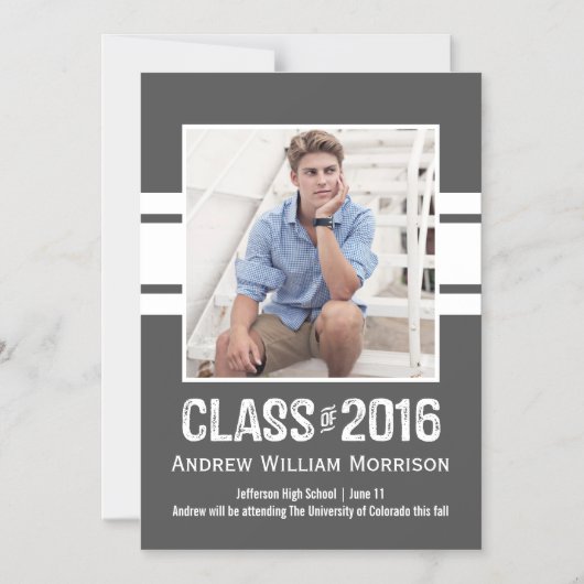 2016年のスポーティ·プレプ卒業写真クラス マグネット招待状 (正面)
