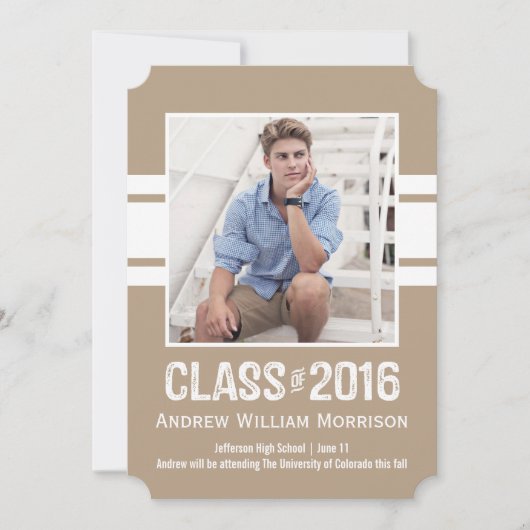 2016年のスポーティ·プレプ卒業写真クラス 招待状 (正面)