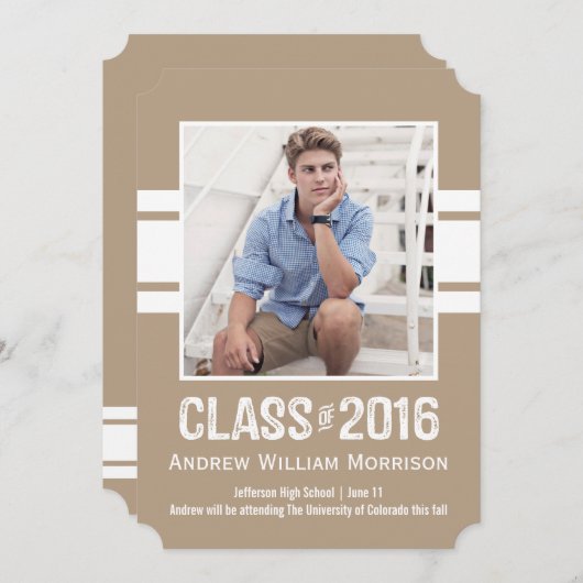 2016年のスポーティ·プレプ卒業写真クラス 招待状 (正面/裏面)