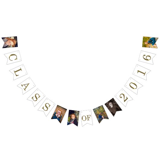 2016年の写真の金ゴールドおよび白のクラス バンティングフラッグ (全)