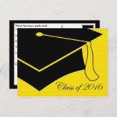 2016年の卒業キャップのクラス インビテーションポストカード (正面/裏面)