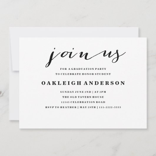 2016年の卒業生の発表のシックな手書きの|のクラス 案内状