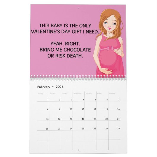 2016年の妊娠のユーモアのカレンダー カレンダー (2月 2026)