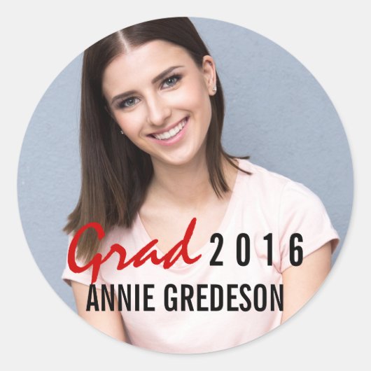 2016年の手書きモダン卒業写真 ラウンドシール (正面)