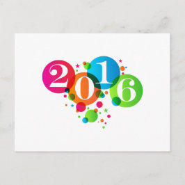 2016年の新しい年のバブルと星 シーズンポストカード