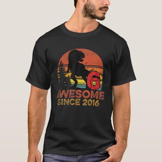 2016年の素晴らしヴィンテージ恐竜B以来6誕生日 Tシャツ (正面)