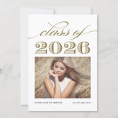 2016年の金ゴールドの卒業のエレガントな原稿のクラス 案内状 (正面)