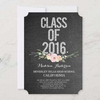2016年のChalkboardフローラの卒業写真クラス 招待状