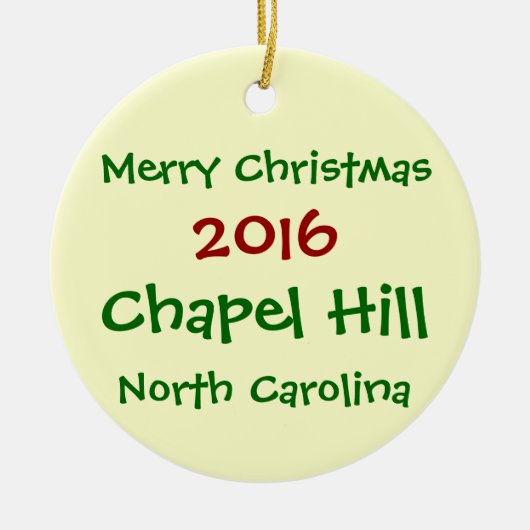 2016年のCHAPEL HILLノースカロライナのクリスマスのオーナメント セラミックオーナメント (正面)