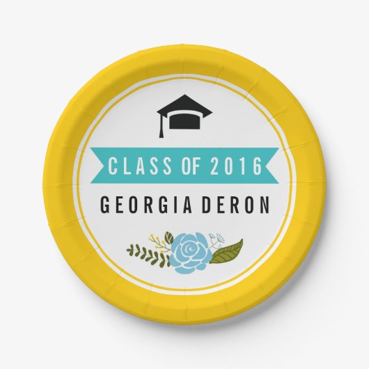 2016年イエローアクアフローラの卒業モダン級 ペーパープレート (正面)