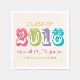 2016年カラフルの卒業クラス スタンダードカクテルナプキン