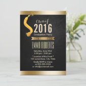 2016年クラスのクラシーブラック&金ゴールド卒業パーティー 招待状 (スタンド正面)
