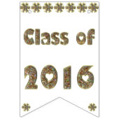 2016年クラスの金ゴールドグリッターハートタイポグラフィ バンティングフラッグ (第2の旗)