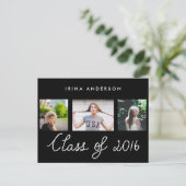 2016年クラスタイポグラフィ3枚写真卒業 インビテーションポストカード (スタンド正面)