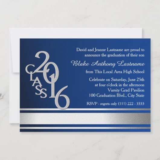 2016年シルバー大学ストライプ大学院トリフォトブルー 招待状 (裏面)