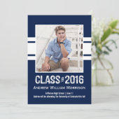 2016年ストライプ写真卒業パーティーのスポーツ教室 招待状 (スタンド正面)