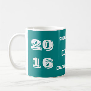 2016年ティール(緑がかった色)卒業コーヒーマグ コーヒーマグカップ