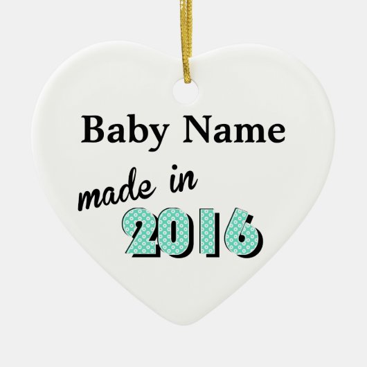 2016年パーソナライズされたにグリーンで製造されたベビー セラミックオーナメント (正面)