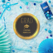 2016年モダン黒番金ゴールド卒業キャップ ペーパープレート (パーティー)