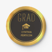 2016年モダン黒番金ゴールド卒業キャップ ペーパープレート (正面)