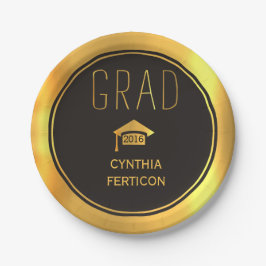 2016年モダン黒番金ゴールド卒業キャップ ペーパープレート