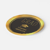 2016年モダン黒番金ゴールド卒業キャップ ペーパープレート (アングル)