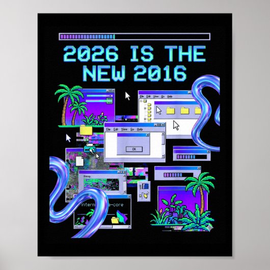 2016年ヴェイパーウェーブ ピクセル コンピューターの美学 ポスター (正面)