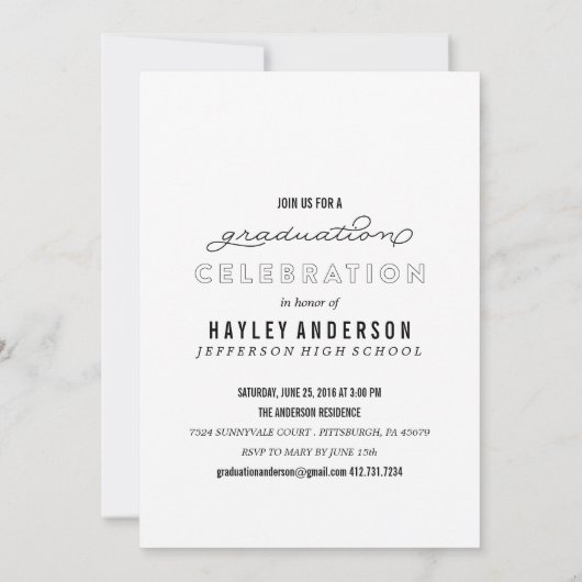 2016年卒業招待状の写真 招待状 (裏面)